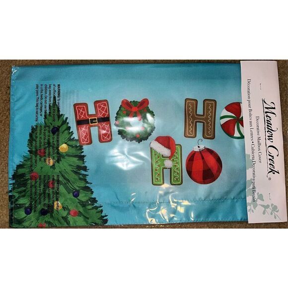 Santa Ho Ho Ho Christmas Tree Ornaments  Wreathe Decorative Mailbox Cover NWT - Picture 1 of 4